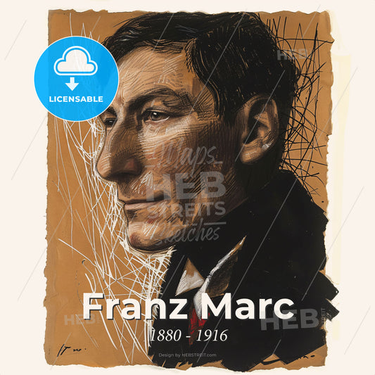 Franz Marc, 1880 - 1916, German painter - A Drawing Of A Man Print Template