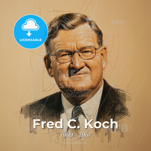 Fred C. Koch, 1900 - 1967, American chemical engineer and businessman - A Drawing Of A Man Wearing Glasses Print Template