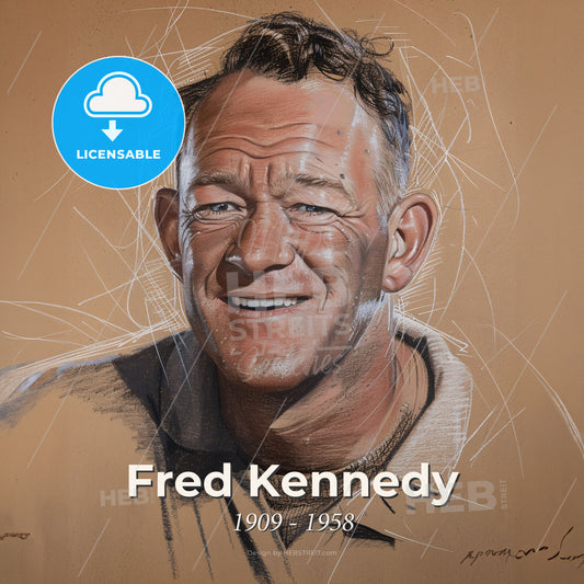 Fred Kennedy, 1909 - 1958, American stuntman and actor - A Drawing Of A Man Smiling Print Template