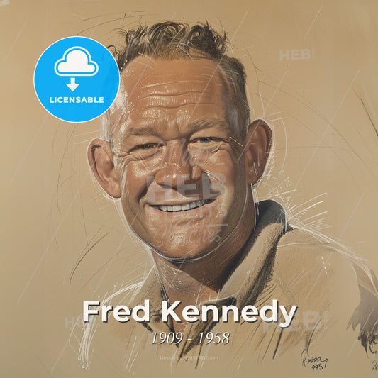 Fred Kennedy, 1909 - 1958, American stuntman and actor - A Man Smiling With A Drawing On It Print Template