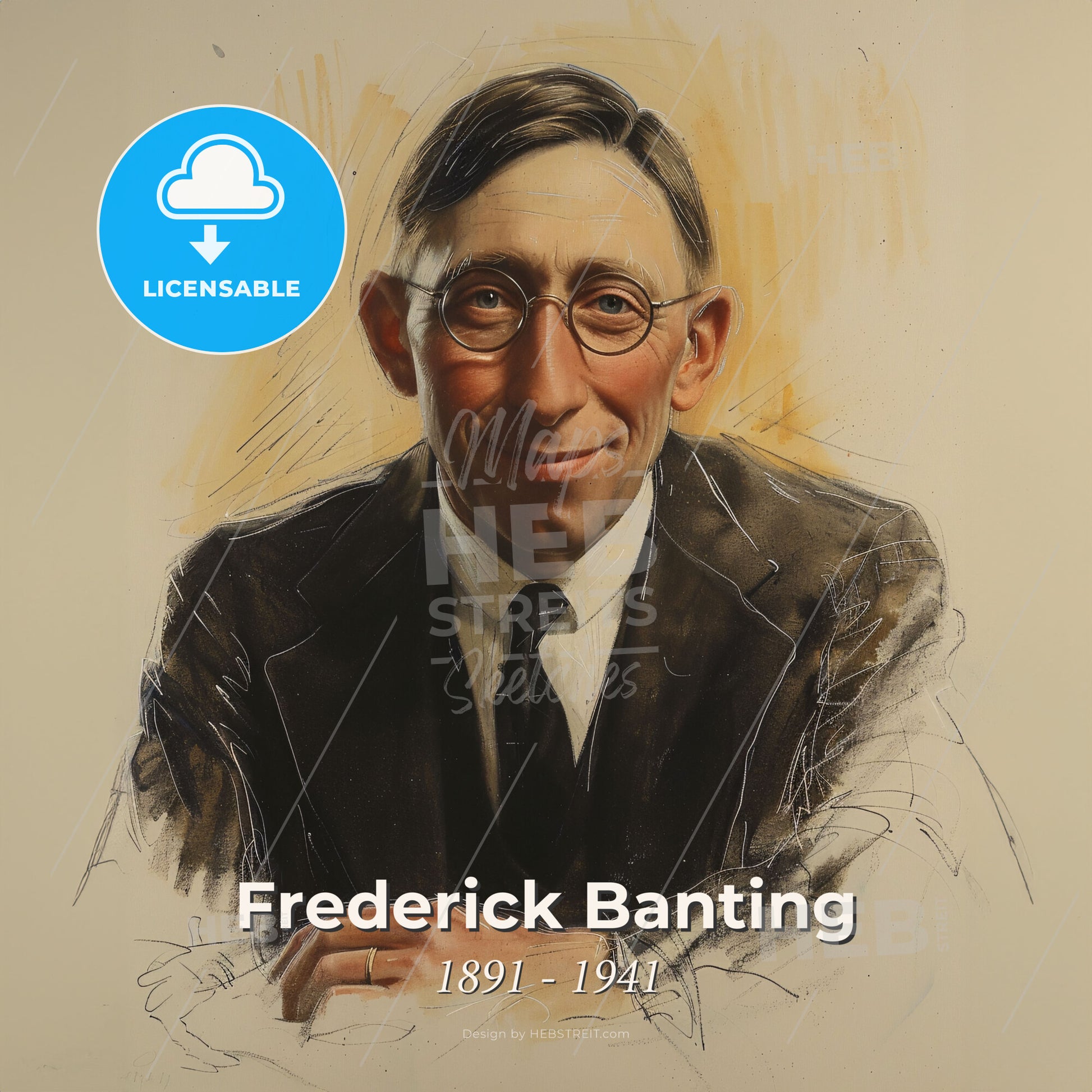 Frederick Banting, 1891 - 1941, Canadian medical scientist - A Man Wearing Glasses And A Suit Print Template