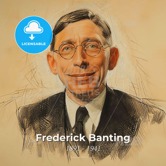 Frederick Banting, 1891 - 1941, Canadian medical scientist - A Man Wearing Glasses And A Suit Print Template
