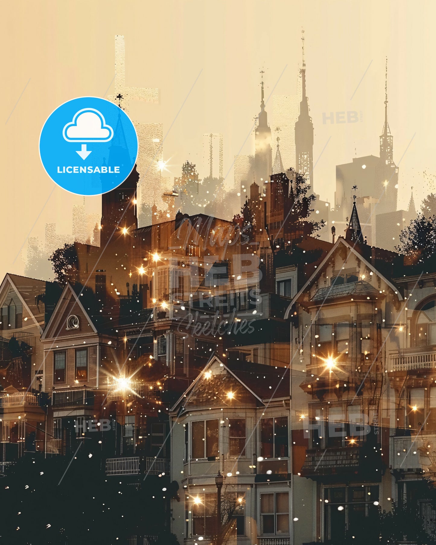 Fremont: City Skyline Art at Night - A city with many buildings