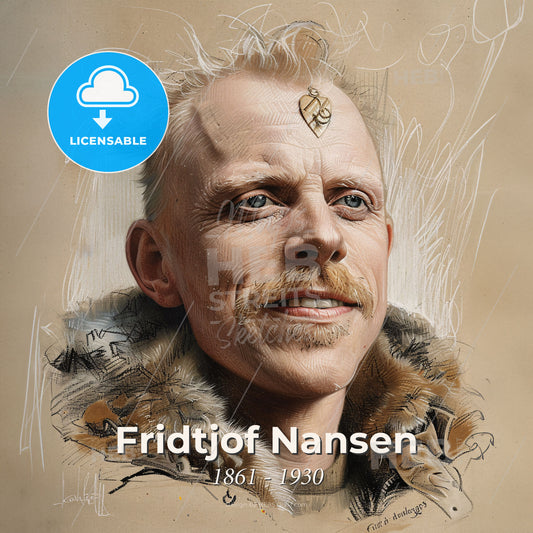 Fridtjof Nansen, 1861 - 1930, Norwegian explorer - A Man With A Tattoo On His Forehead Print Template