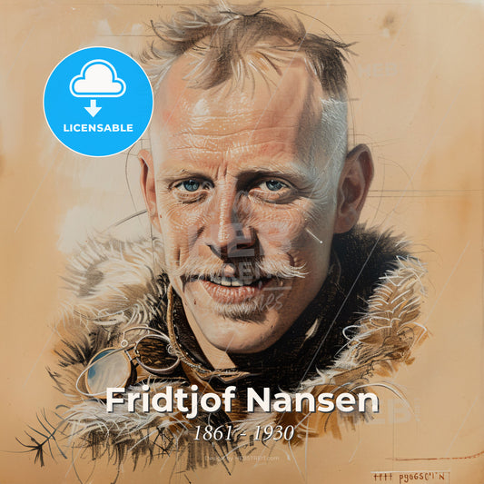 Fridtjof Nansen, 1861 - 1930, Norwegian explorer - A Drawing Of A Man Print Template
