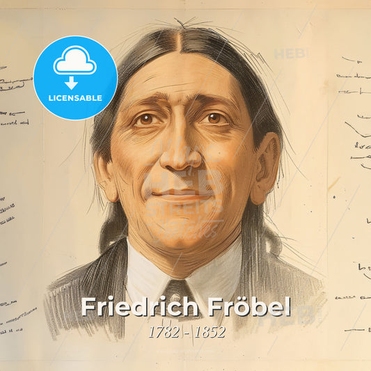 Friedrich Fröbel, 1782 - 1852, German educator - A Drawing Of A Man Print Template