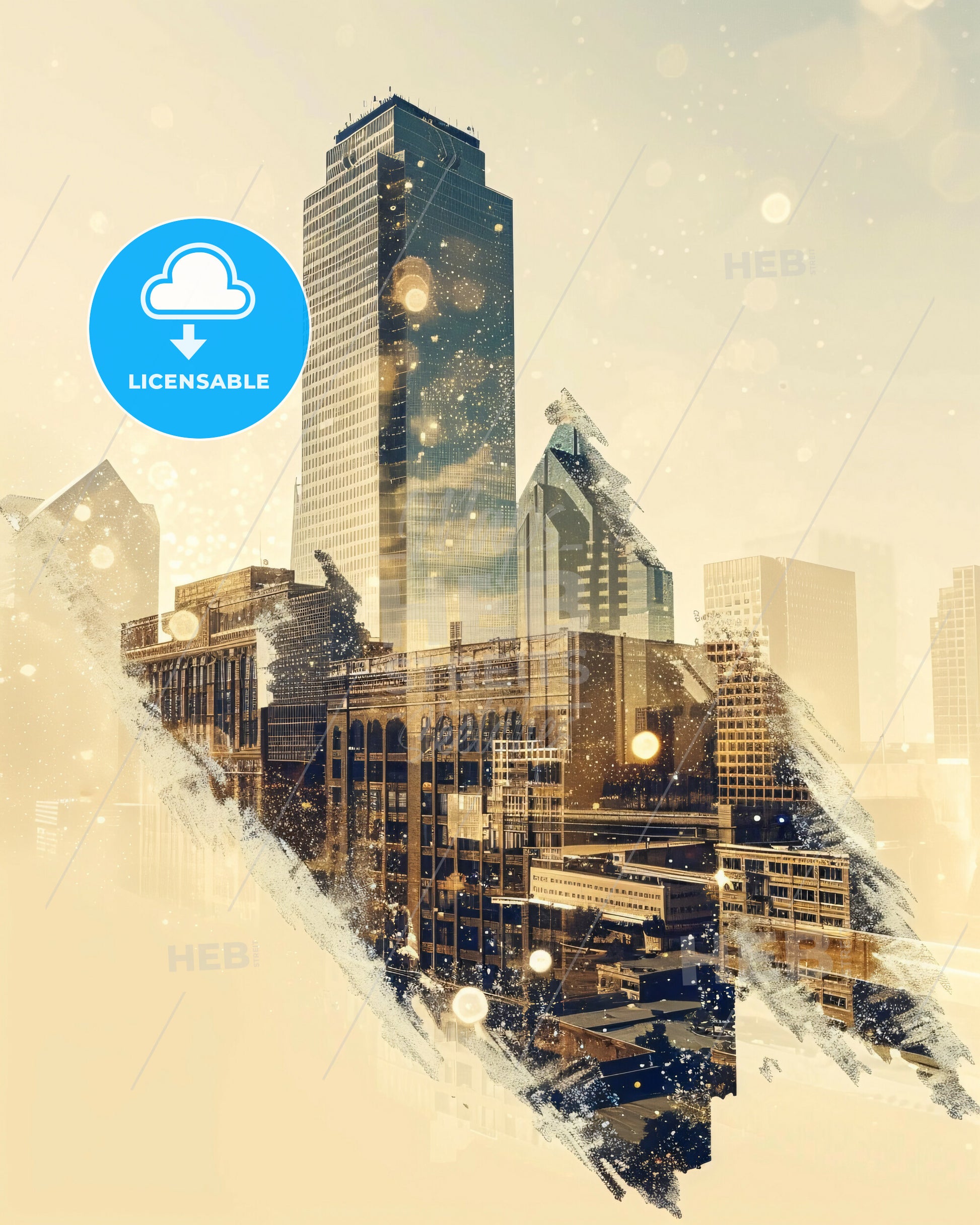 Frisco Texas Cityscape Night Lights Artwork - A city skyline with many buildings