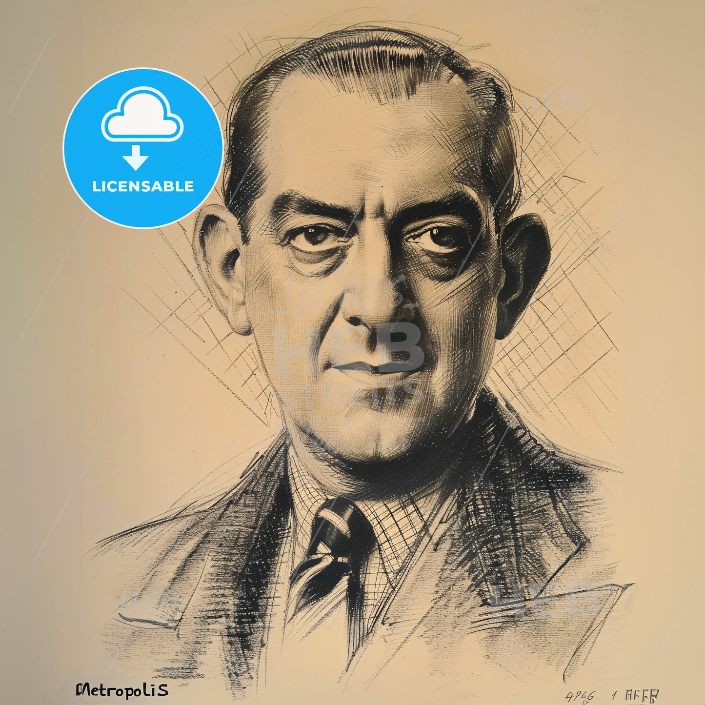 Fritz Lang, 1890 - 1976, Austrian-German filmmaker and visual artist - A Drawing Of A Man