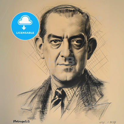 Fritz Lang, 1890 - 1976, Austrian-German filmmaker and visual artist - A Drawing Of A Man