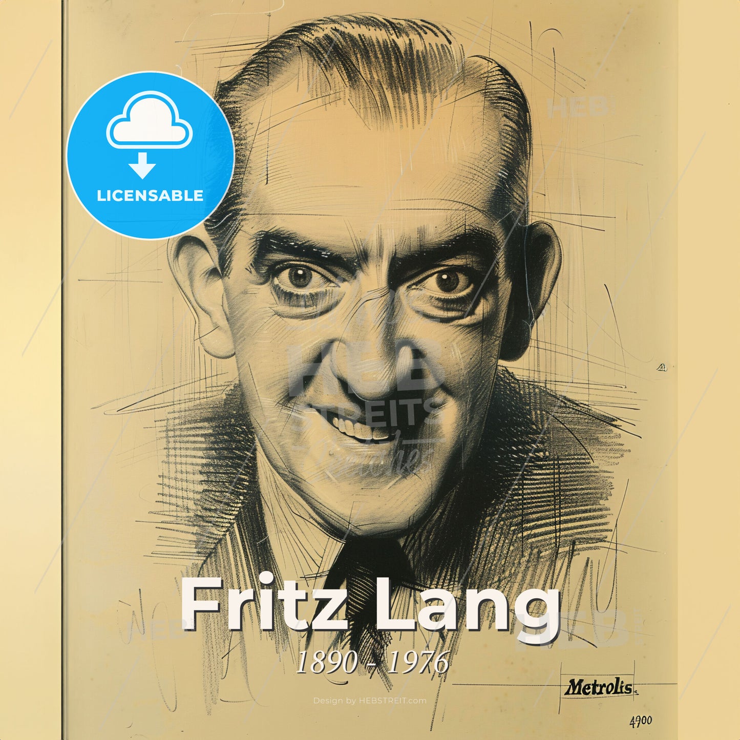 Fritz Lang, 1890 - 1976, Austrian-German filmmaker and visual artist - A Drawing Of A Man Print Template