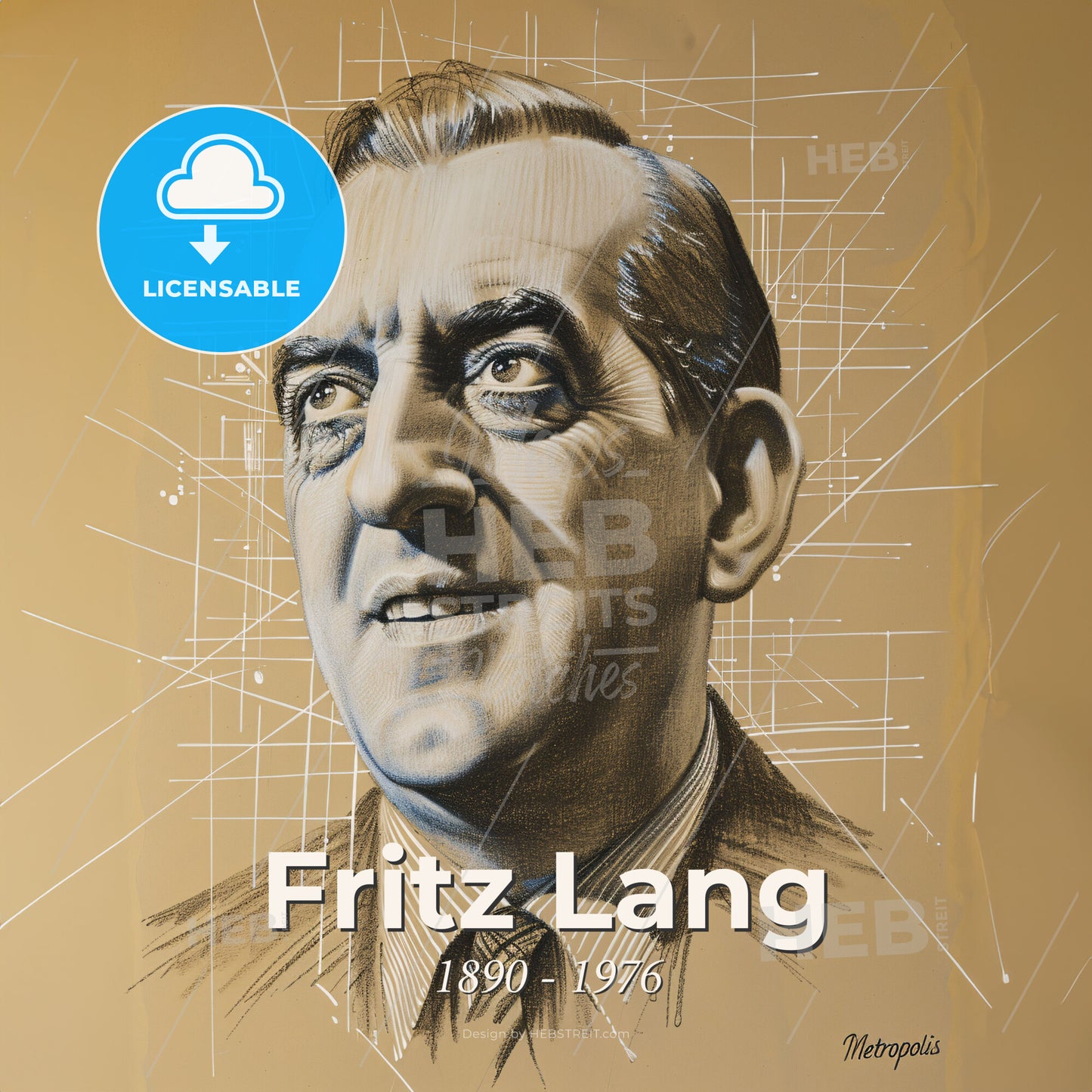 Fritz Lang, 1890 - 1976, Austrian-German filmmaker and visual artist - A Drawing Of A Man Print Template