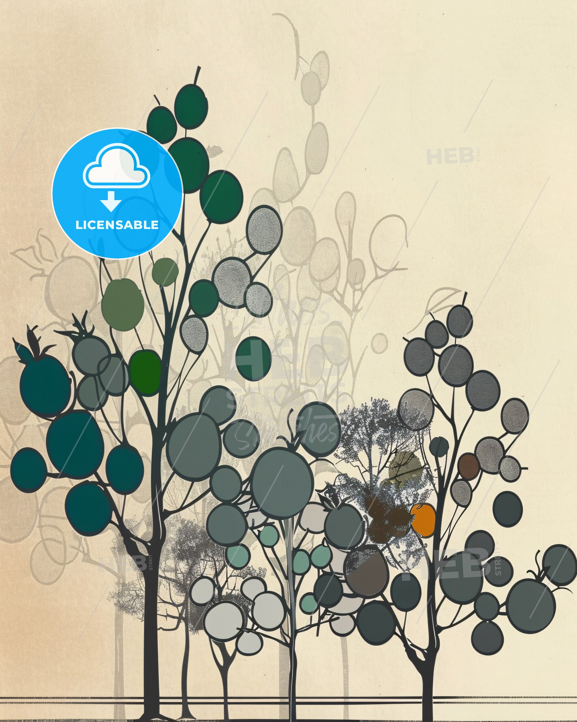 Nature'S Essence: Bold Lines, Serene Harmony - A Group Of Trees With ...
