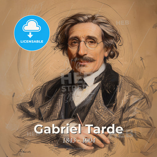 Gabriel Tarde, 1843 - 1904, French sociologist and criminologist - A Man With A Mustache Wearing Glasses And A Suit Print Template