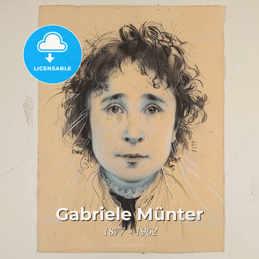 Gabriele Münter, 1877 - 1962, German painter - A Drawing Of A Person's Face Print Template