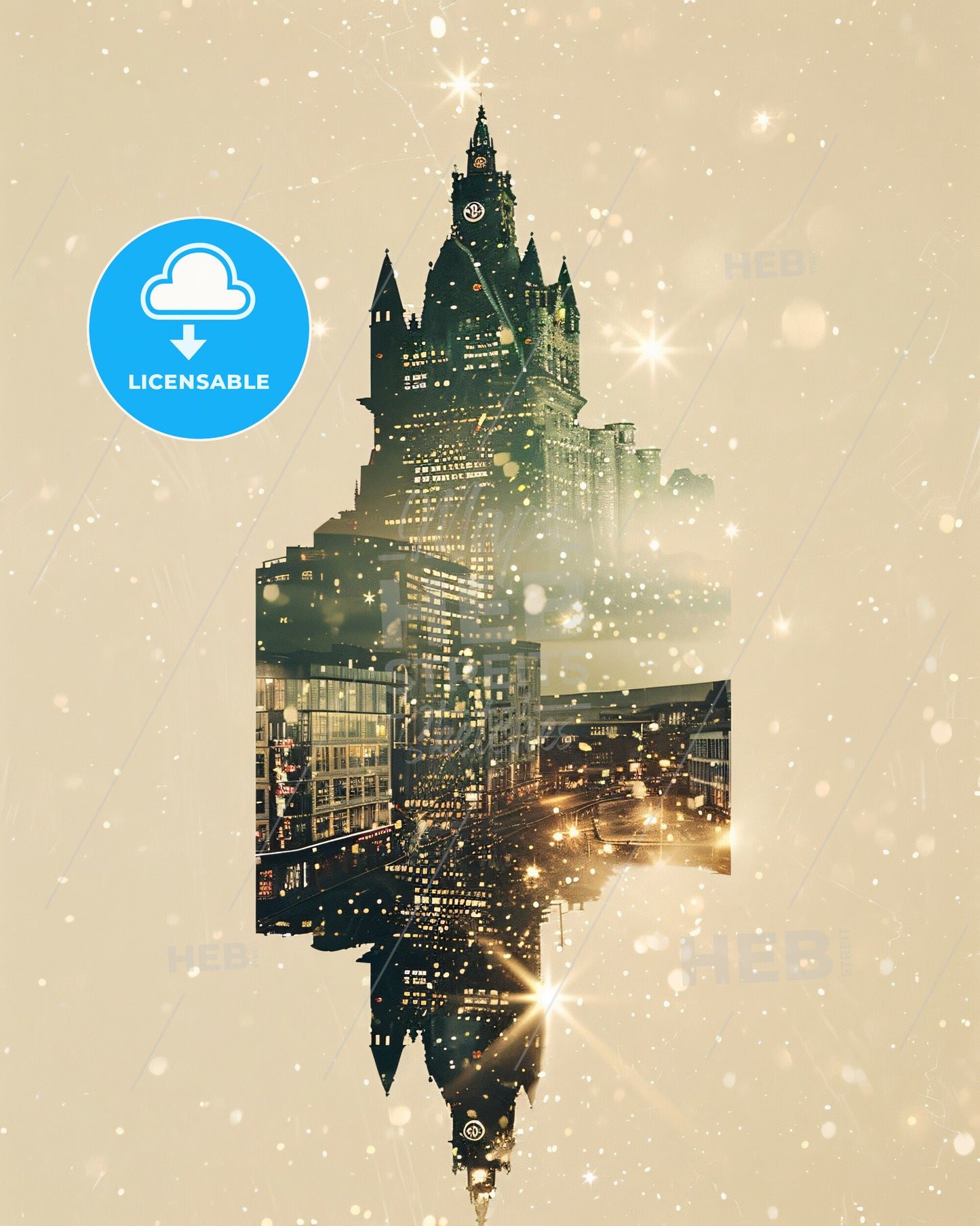 Galway Skyline Silhouette Composite Poster Art - A double exposure of a city