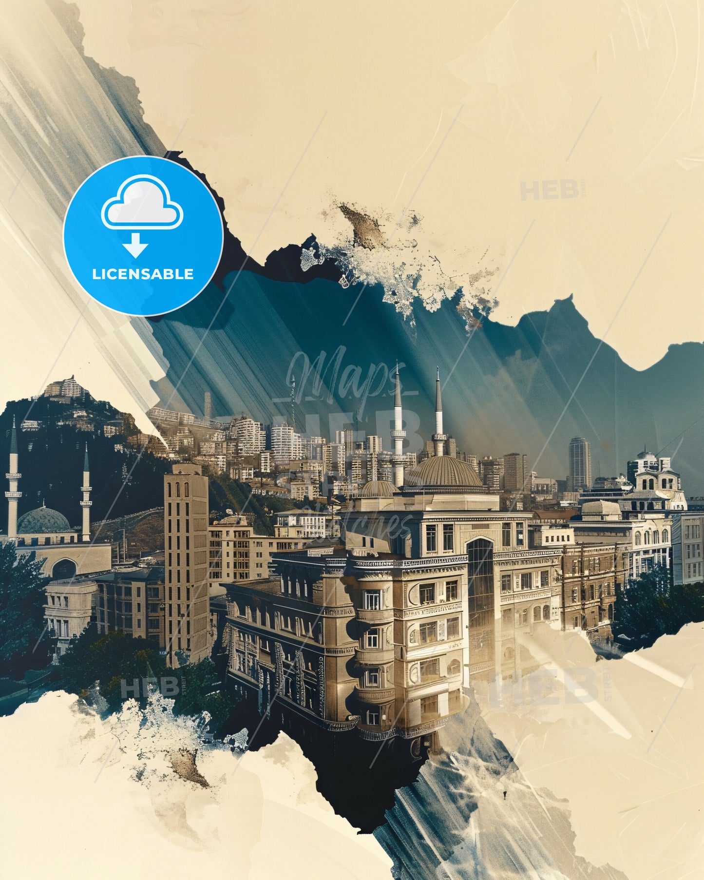 Ganja, Azerbaijan: City Skyline Composite Poster - A city with many buildings