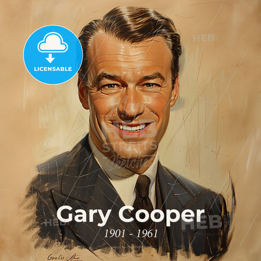 Gary Cooper, 1901 - 1961, American actor - A Man In A Suit Print Template