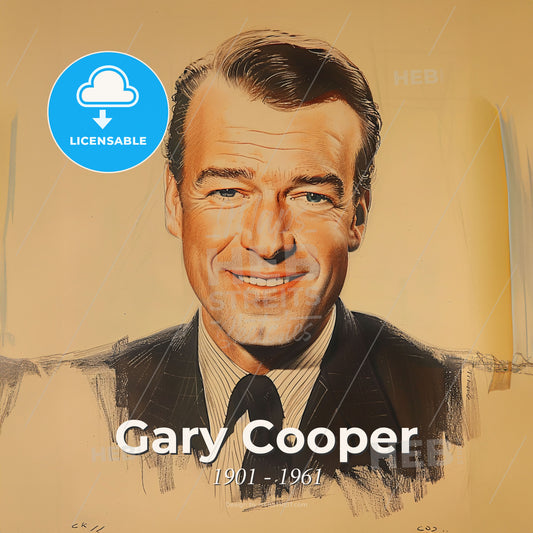 Gary Cooper, 1901 - 1961, American actor - A Man In A Suit And Tie Print Template