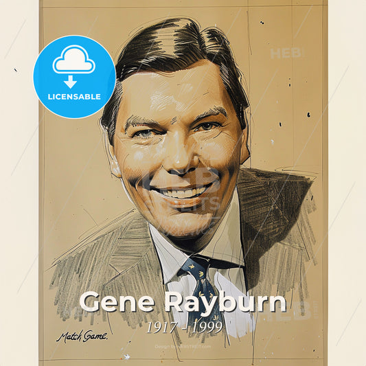Gene Rayburn, 1917 - 1999, American TV show host - A Drawing Of A Man Smiling Print Template