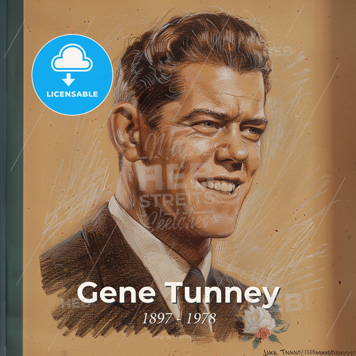 Gene Tunney, 1897 - 1978, American heavyweight boxer - A Drawing Of A Man Print Template