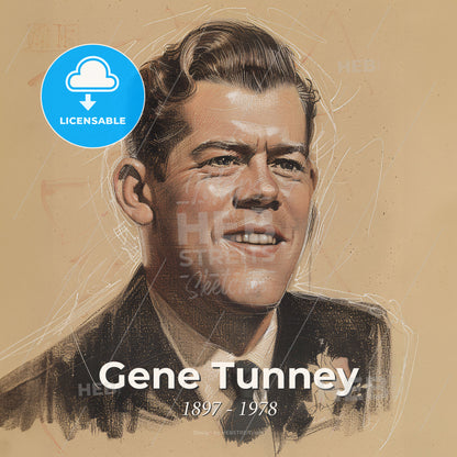 Gene Tunney, 1897 - 1978, American heavyweight boxer - A Drawing Of A Man Print Template
