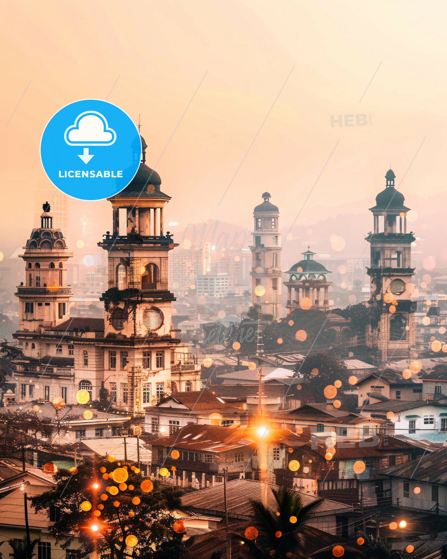 General Santos Skyline Double Exposure Art - A city with many towers