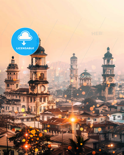 General Santos Skyline Double Exposure Art - A city with many towers