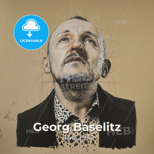 Georg Baselitz, Born: 1938, German painter - A Painting Of A Man With A Sharp Pointy Face Print Template
