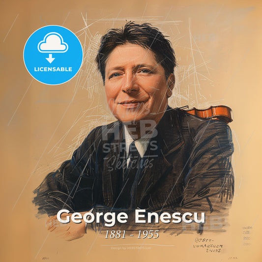 George Enescu, 1881 - 1955, Romanian composer and violinist - A Man In A Suit Print Template