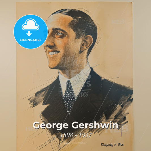 George Gershwin, 1898 - 1937, American composer - A Portrait Of A Man Print Template