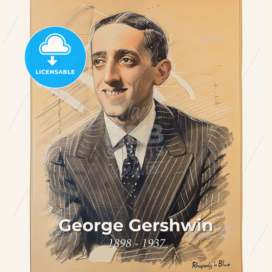 George Gershwin, 1898 - 1937, American composer - A Portrait Of A Man Print Template