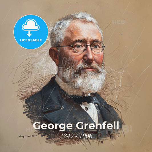 George Grenfell, 1849 - 1906, British missionary - A Painting Of A Man With A Beard And Glasses Print Template
