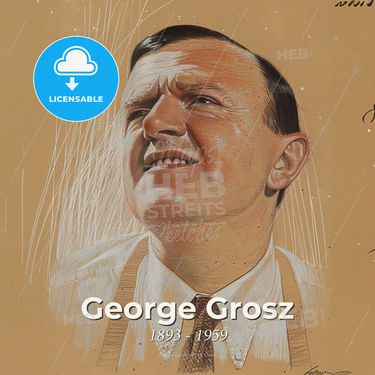 George Grosz, 1893 - 1959, German artist - A Drawing Of A Man Print Template