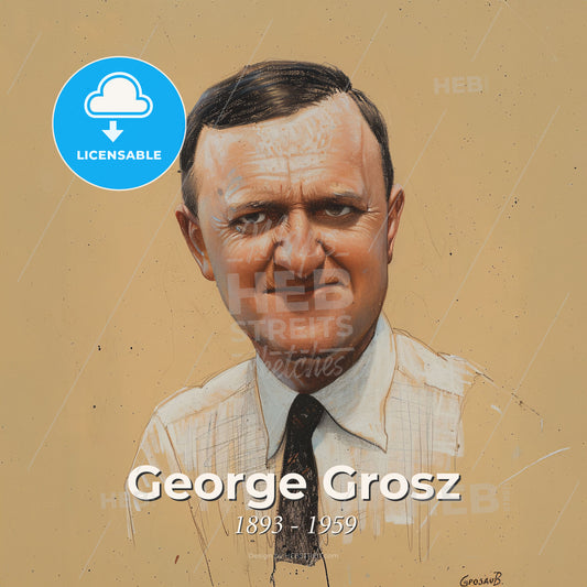 George Grosz, 1893 - 1959, German artist - A Man With A Tie Print Template