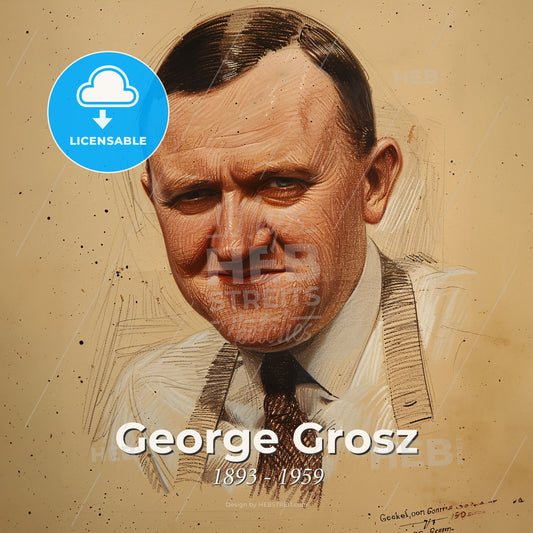 George Grosz, 1893 - 1959, German artist - A Drawing Of A Man Print Template