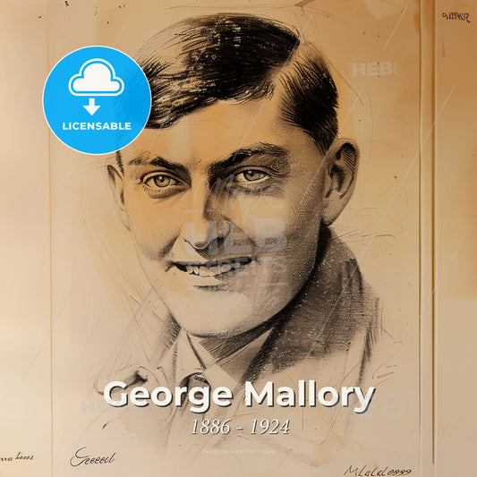 George Mallory, 1886 - 1924, British mountaineer - A Drawing Of A Man Print Template