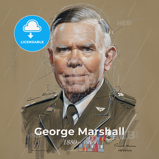 George Marshall, 1880 - 1959, American General - A Man In Military Uniform Print Template
