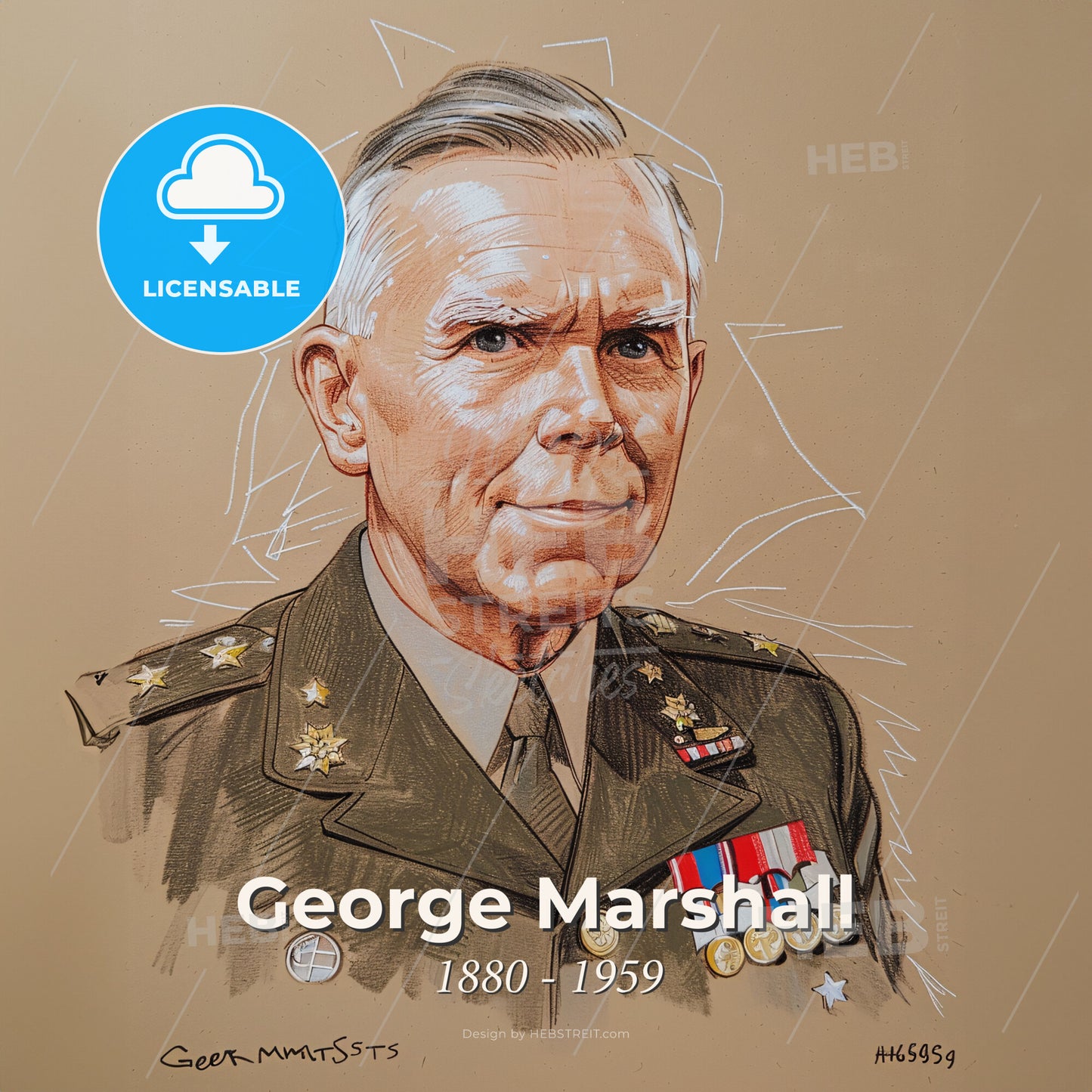 George Marshall, 1880 - 1959, American General - A Portrait Of A Man In A Military Uniform Print Template