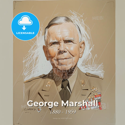 George Marshall, 1880 - 1959, American General - A Portrait Of A Man In A Military Uniform Print Template