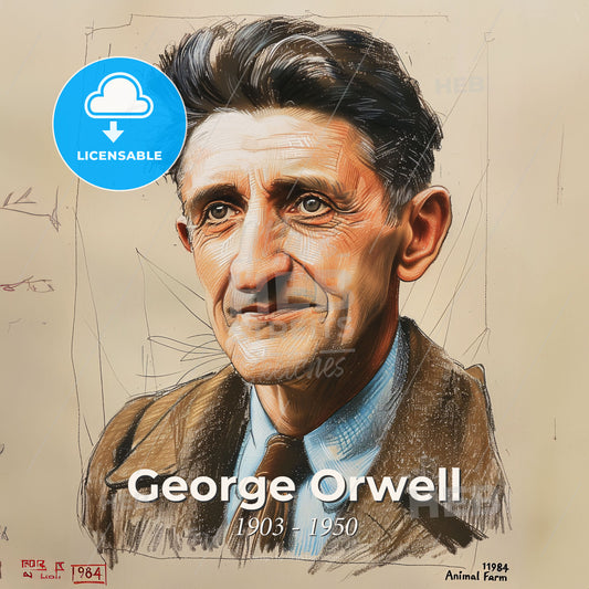 George Orwell, 1903 - 1950, British writer - A Man In A Suit Print Template