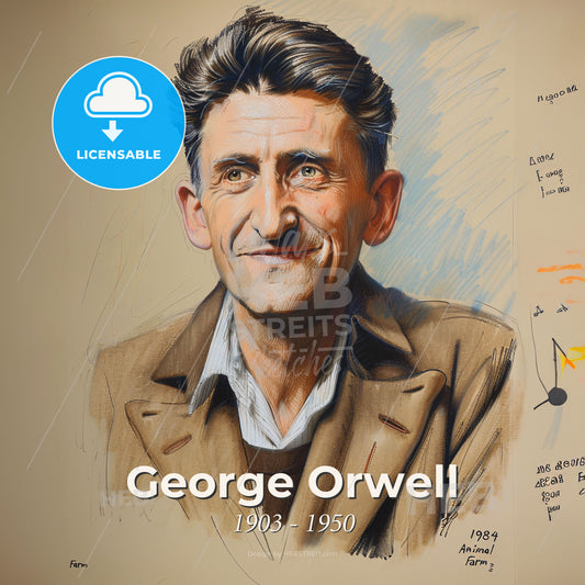 George Orwell, 1903 - 1950, British writer - A Drawing Of A Man Print Template