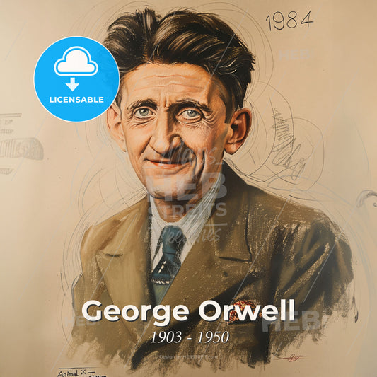 George Orwell, 1903 - 1950, British writer - A Portrait Of A Man Print Template