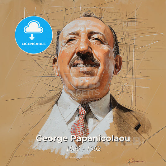 George Papanicolaou, 1883 - 1962, Greek-American pathologist - A Man With A Mustache Smiling Print Template