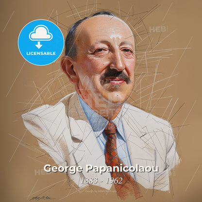 George Papanicolaou, 1883 - 1962, Greek-American pathologist - A Man With A Mustache And A Mustache Print Template