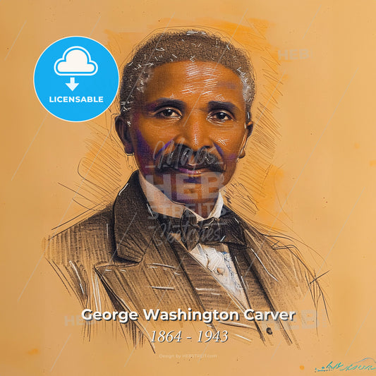 George Washington Carver, 1864 - 1943, American agricultural scientist and inventor - A Man With A Mustache And A Bow Tie Print Template