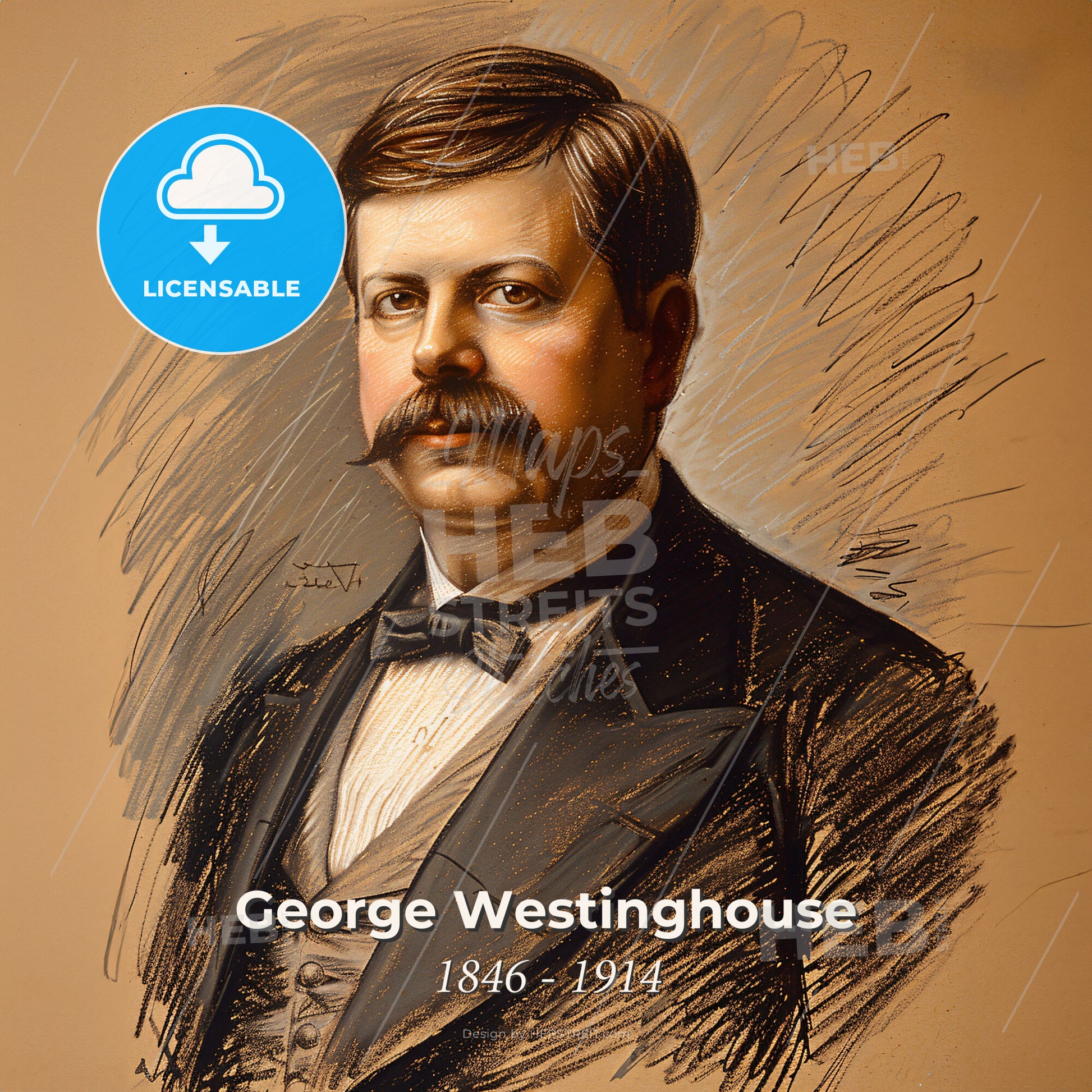George Westinghouse, 1846 - 1914, American entrepreneur and engineer - A Man With A Mustache Print Template