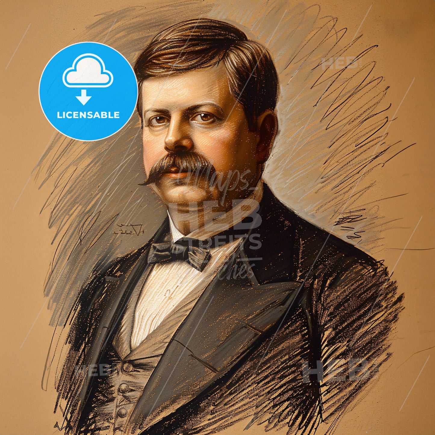 George Westinghouse, 1846 - 1914, American entrepreneur and engineer - A Man With A Mustache
