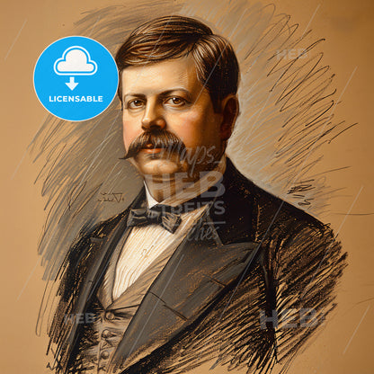 George Westinghouse, 1846 - 1914, American entrepreneur and engineer - A Man With A Mustache