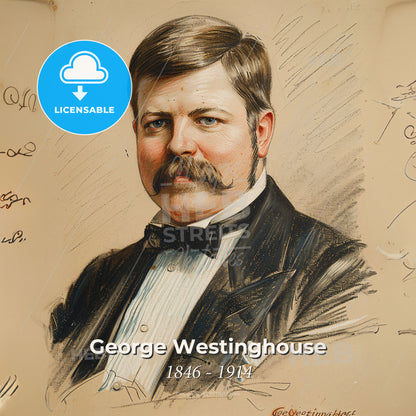 George Westinghouse, 1846 - 1914, American entrepreneur and engineer - A Man With A Mustache And A Bow Tie Print Template