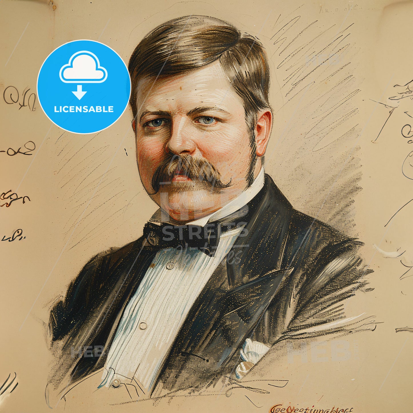 George Westinghouse, 1846 - 1914, American entrepreneur and engineer - A Man With A Mustache And A Bow Tie
